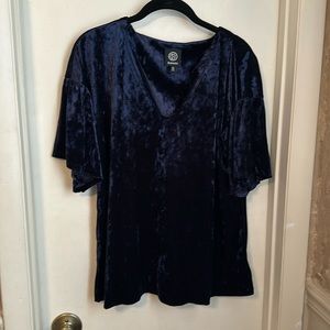 Bobeau Navy Velvet Short Sleeve Top Size XL NWOT